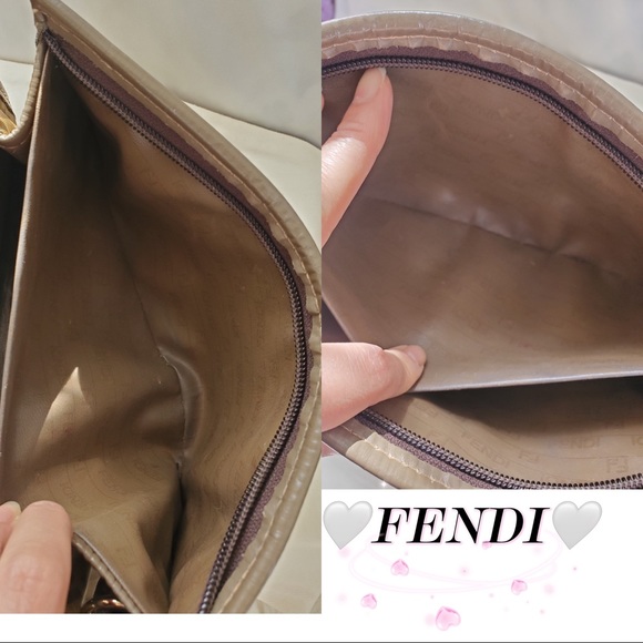 🌸Auth🌸Beautiful FENDI Zucchino Zucca Monogram FF Logo Clutch/Shoulder Bag 🦋 - Picture 11 of 14